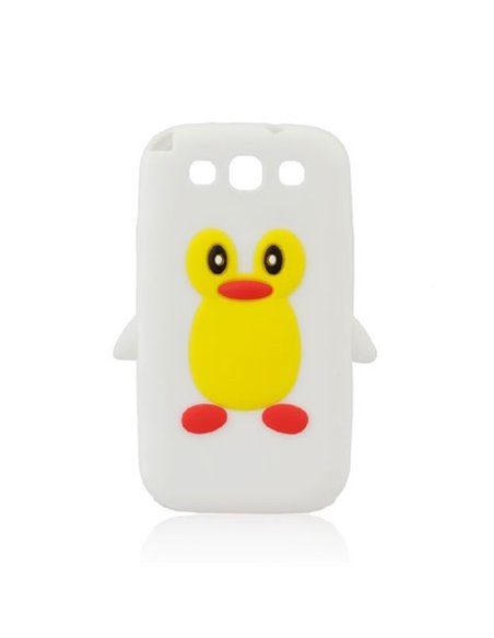 CUSTODIA GEL TPU SILICONE per SAMSUNG I9300 GALAXY S3, I9300i GALAXY S3 NEO FANTASIA PINGUINO COLORE BIANCO