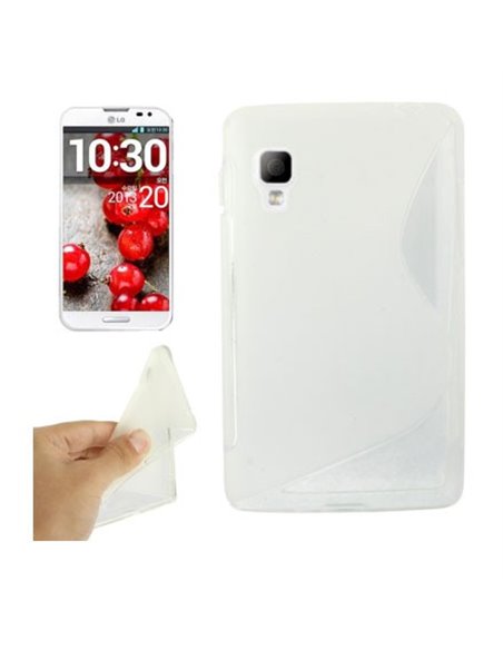 CUSTODIA GEL TPU SILICONE DOUBLE per LG OPTIMUS L4 II, E440 COLORE BIANCO-TRASPARENTE