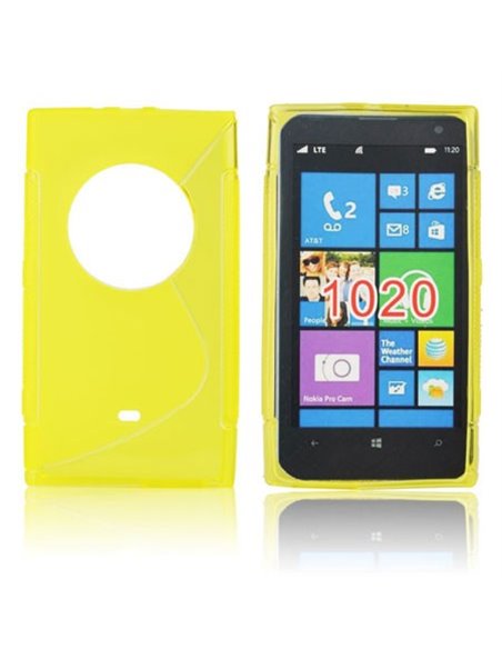 CUSTODIA GEL TPU SILICONE DOUBLE per NOKIA LUMIA 1020, EOS, 909, RM-875, RM-877, RM-876 COLORE GIALLO