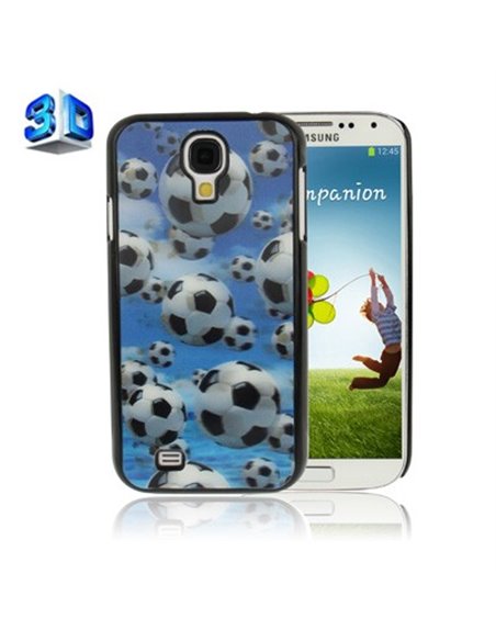 CUSTODIA BACK RIGIDA IN 3D per SAMSUNG I9500 GALAXY S4, I9505, I9502 FANTASIA PALLONI DA CALCIO SU SFONDO BLU