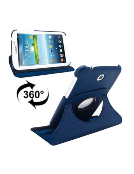 CUSTODIA BOOK PELLE GIREVOLE per SAMSUNG P3200 GALAXY TAB 3 7.0, P3210, SM-T210, SM-T211 7' POLLICI COLORE BLU