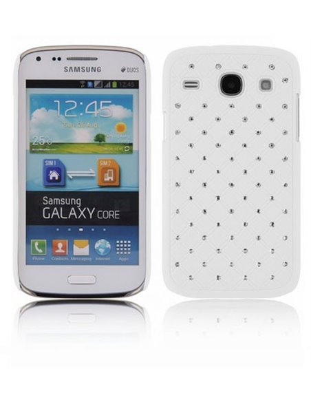 CUSTODIA BACK RIGIDA CON BRILLANTINI per SAMSUNG I8260 GALAXY CORE, I8262 COLORE BIANCO