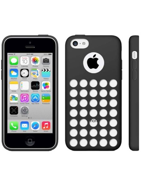 CUSTODIA GEL TPU SILICONE CON FORI per APPLE IPHONE 5c COLORE NERO