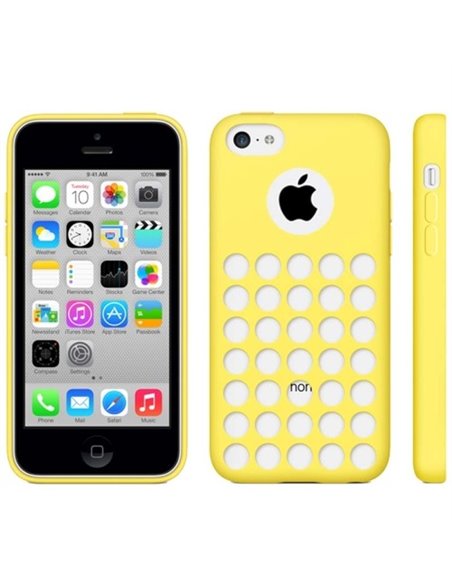 CUSTODIA GEL TPU SILICONE CON FORI per APPLE IPHONE 5c COLORE GIALLO