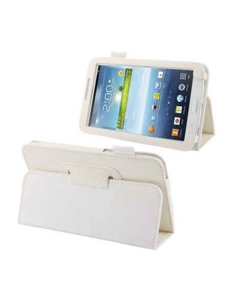 CUSTODIA BOOK PELLE CON STAND E PORTA PENNA per SAMSUNG P3200 GALAXY TAB 3 7.0, P3210 7' POLLICI COLORE BIANCO