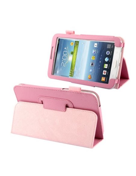 CUSTODIA BOOK PELLE CON STAND E PORTA PENNA per SAMSUNG P3200 GALAXY TAB 3 7.0, P3210 7' POLLICI COLORE ROSA