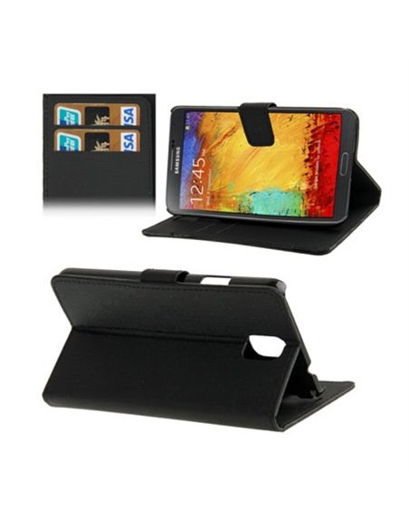 CUSTODIA FLIP ORIZZONTALE per SAMSUNG GALAXY NOTE 3, N9000, N9002, N9005 CON STAND E PORTA CARTE COLORE NERO