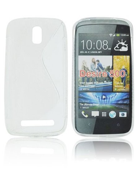 CUSTODIA GEL TPU SILICONE DOUBLE per HTC DESIRE 500 COLORE BIANCO-TRASPARENTE