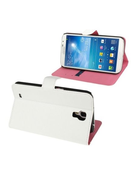 CUSTODIA FLIP ORIZZONTALE per SAMSUNG I9200 GALAXY MEGA 6.3, I9205 CON STAND E PORTA CARTE COLORE BIANCO EFFETTO GLITTERATO