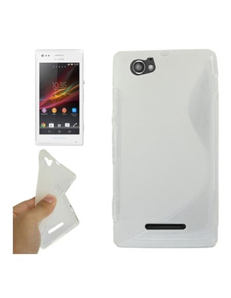 CUSTODIA GEL TPU SILICONE DOUBLE per SONY XPERIA M, C1904, C1905, C2004, C2005 COLORE BIANCO-TRASPARENTE