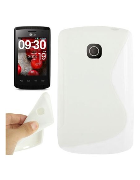 CUSTODIA GEL TPU SILICONE DOUBLE per LG OPTIMUS L1 II, E410 COLORE BIANCO-TRASPARENTE