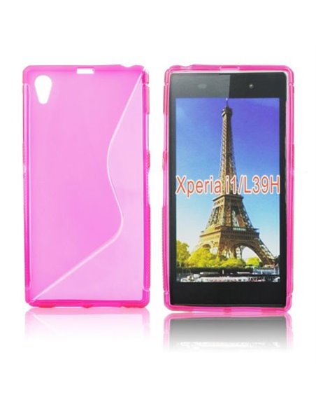 CUSTODIA GEL TPU SILICONE DOUBLE per SONY XPERIA Z1, C6902, C6903, C6906, C6943, L39H, HONAMI COLORE ROSA