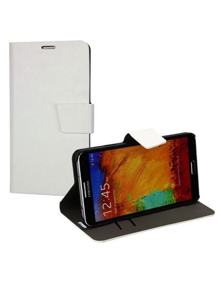 CUSTODIA FLIP ORIZZONTALE PELLE per SAMSUNG GALAXY NOTE 3, N9000, N9002, N9005 CON STAND E PORTA CARTE COLORE BIANCO