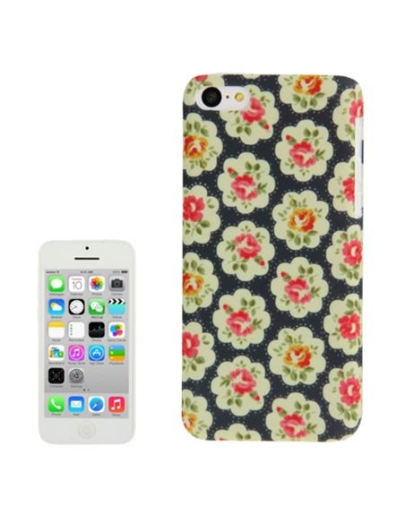 CUSTODIA BACK RIGIDA per APPLE IPHONE 5c FANTASIA ROSE SU SFONDO NERO