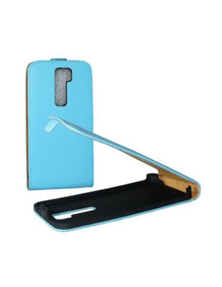 CUSTODIA FLIP SLIM VERTICALE PELLE per LG OPTIMUS G2, D802, D802TA, D803 COLORE AZZURRO