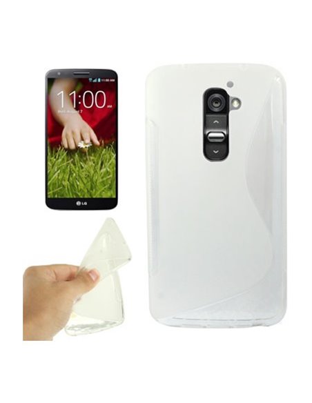 CUSTODIA GEL TPU SILICONE DOUBLE per LG OPTIMUS G2, D802, D802TA, D803 COLORE BIANCO-TRASPARENTE