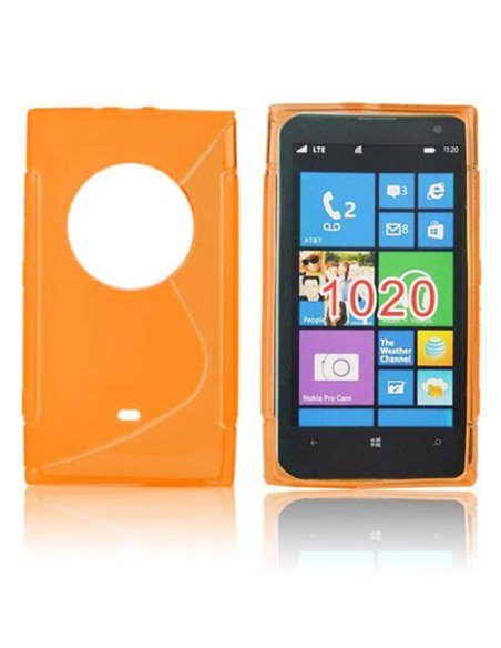 CUSTODIA GEL TPU SILICONE DOUBLE per NOKIA LUMIA 1020, EOS, 909, RM-875, RM-877, RM-876 COLORE ARANCIONE