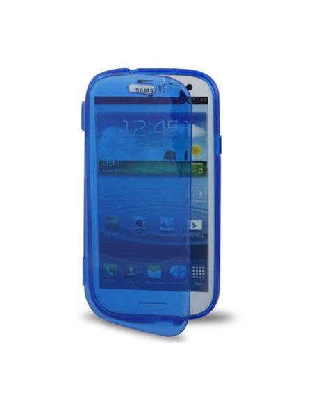 CUSTODIA GEL TPU SILICONE FLIP BOOK per SAMSUNG I8260 GALAXY CORE, I8262 COLORE BLU