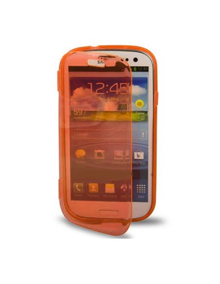 CUSTODIA GEL TPU SILICONE FLIP BOOK per SAMSUNG I8260 GALAXY CORE, I8262 COLORE ARANCIONE