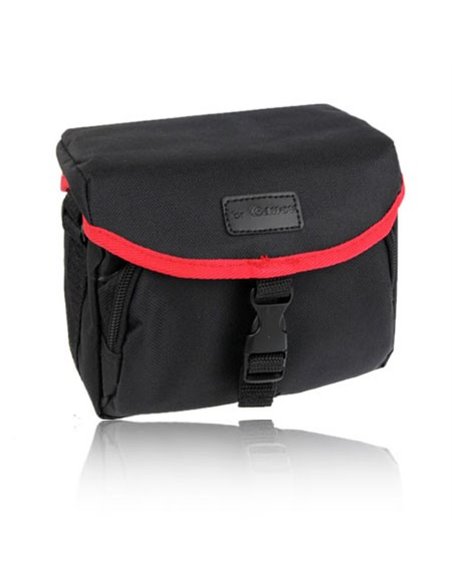 BORSA UNIVERSALE MISURA SMALL PER VIDEOCAMERE E FOTOCAMERE CON TASCHE INTERNE COLORE NERO E ROSSO