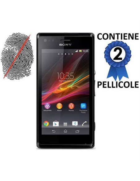 PELLICOLA PROTEGGI DISPLAY ANTI IMPRONTA SONY XPERIA M, C1904, C1905, C2004, C2005 CONFEZIONE 2 PEZZI