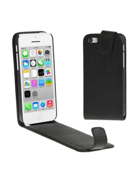 CUSTODIA FLIP VERTICALE PELLE per APPLE IPHONE 5c COLORE NERO