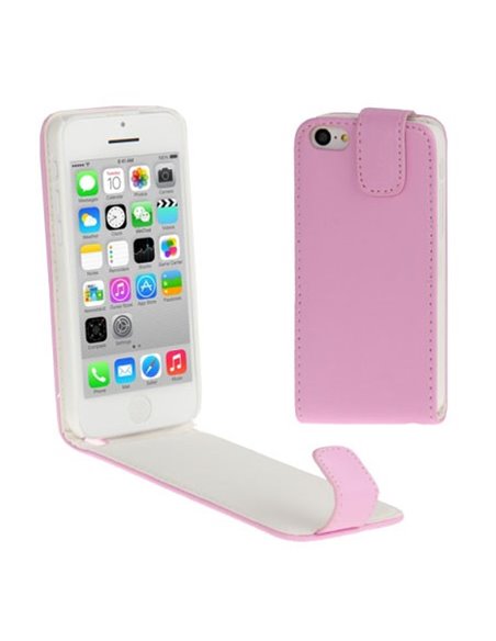 CUSTODIA FLIP VERTICALE PELLE per APPLE IPHONE 5c COLORE ROSA