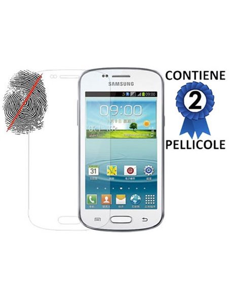 PELLICOLA PROTEGGI DISPLAY ANTI IMPRONTA SAMSUNG S7570 GALAXY TREND II, S7572 GALAXY TREND II DUOS CONFEZIONE 2 PEZZI