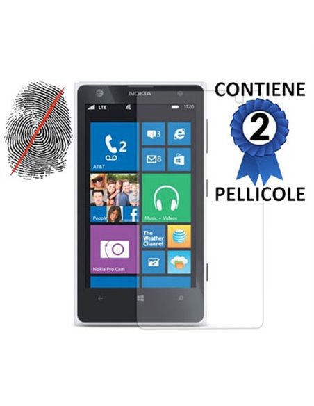 PELLICOLA PROTEGGI DISPLAY ANTI IMPRONTA NOKIA LUMIA 1020, EOS, 909, RM-875, RM-877, RM-876 CONFEZIONE 2 PEZZI