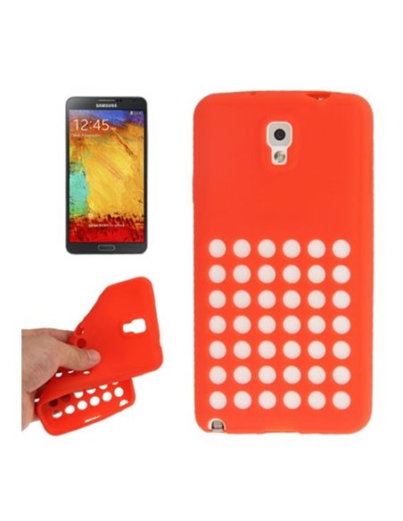 CUSTODIA GEL TPU SILICONE CON FORI per SAMSUNG GALAXY NOTE 3, N9000, N9002, N9005 COLORE ROSSO