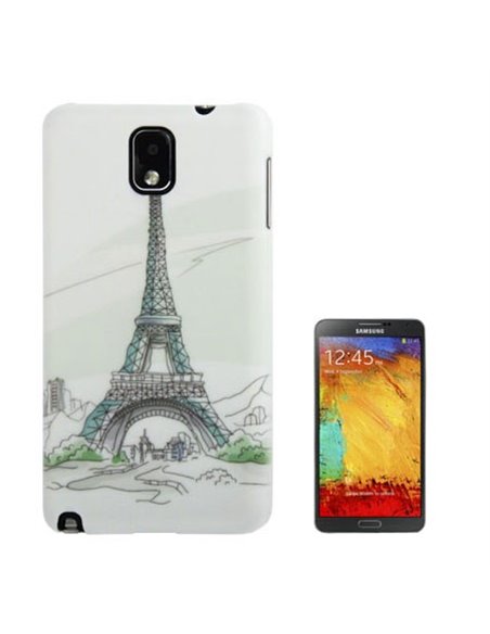 CUSTODIA BACK RIGIDA per SAMSUNG GALAXY NOTE 3, N9000, N9002, N9005 FANTASIA TOUR EIFFEL SU SFONDO BIANCO