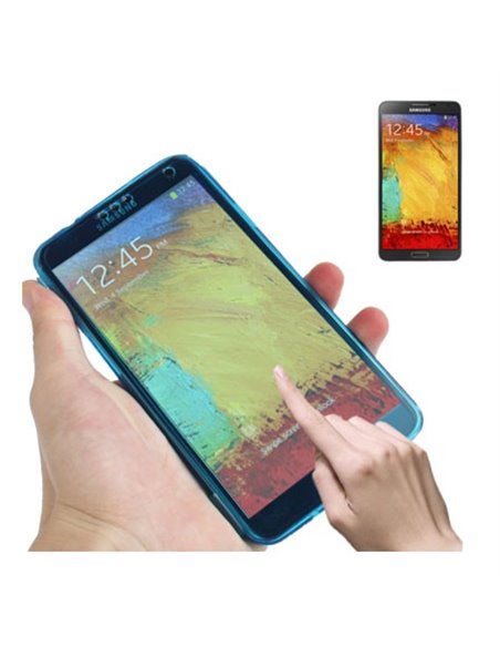 CUSTODIA GEL TPU SILICONE FLIP BOOK TOUCH SCREEN per SAMSUNG GALAXY NOTE 3, N9000, N9002, N9005 COLORE BLU