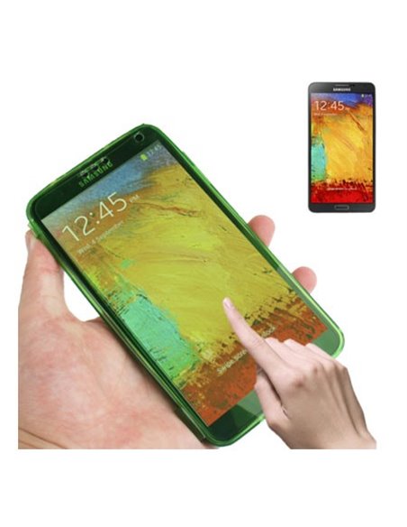 CUSTODIA GEL TPU SILICONE FLIP BOOK TOUCH SCREEN per SAMSUNG GALAXY NOTE 3, N9000, N9002, N9005 COLORE VERDE