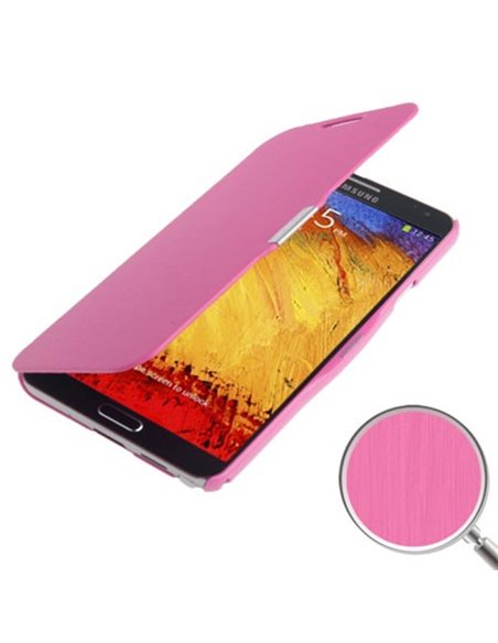 CUSTODIA FLIP ORIZZONTALE per SAMSUNG GALAXY NOTE 3, N9000, N9002, N9005 COLORE ROSA EFFETTO SPAZZOLATO