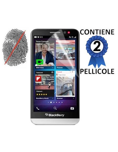 PELLICOLA PROTEGGI DISPLAY ANTI IMPRONTA BLACKBERRY Z30 CONFEZIONE 2 PEZZI