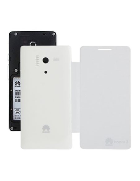 CUSTODIA FLIP COVER ORIZZONTALE per HUAWEI HONOR 3 COLORE BIANCO