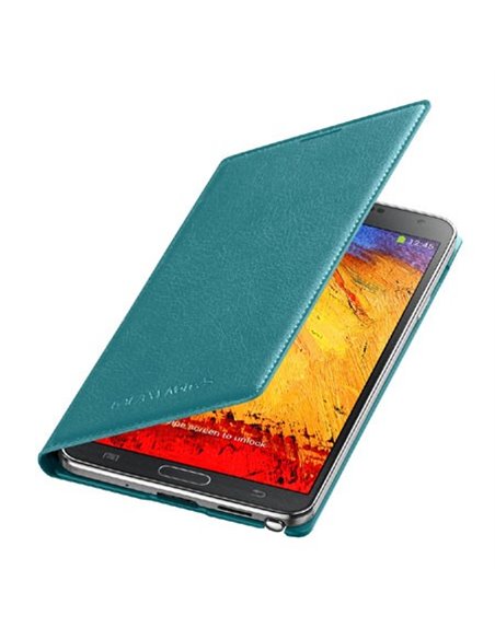 CUSTODIA FLIP COVER ORIGINALE SAMSUNG COLORE BLU LIME per GALAXY NOTE 3, N9000, N9002, N9005 EF-WN900BLEGWW BLISTER