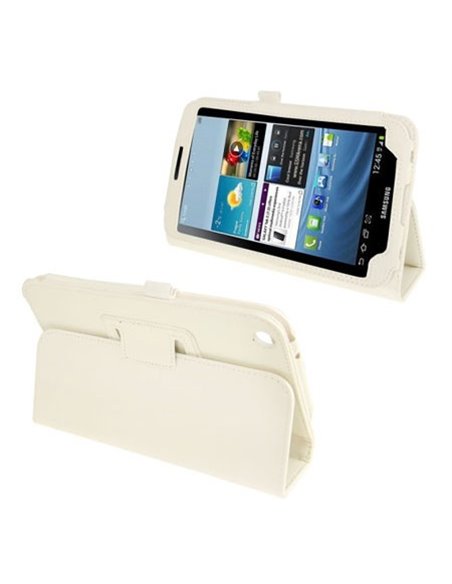 CUSTODIA BOOK PELLE per SAMSUNG GALAXY TAB 3 8.0, SM-T310, SM-T311, SM-T315, 8' POLLICI CON STAND E PORTA PENNA COLORE BIANCO