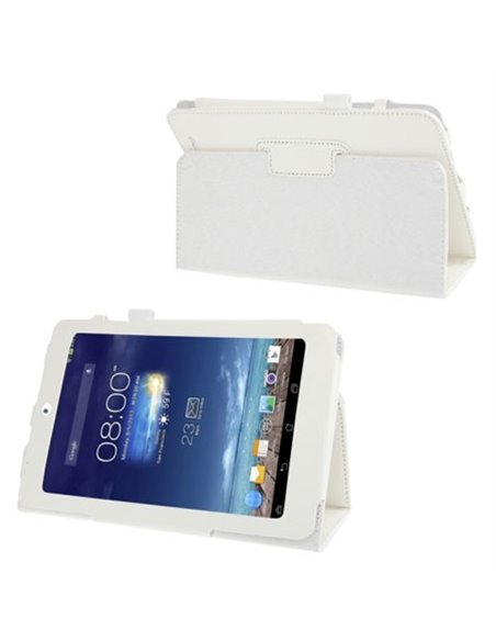 CUSTODIA BOOK PELLE per ASUS MEMO PAD 8, ME180A, 8' POLLICI CON STAND E PORTA PENNA COLORE BIANCO