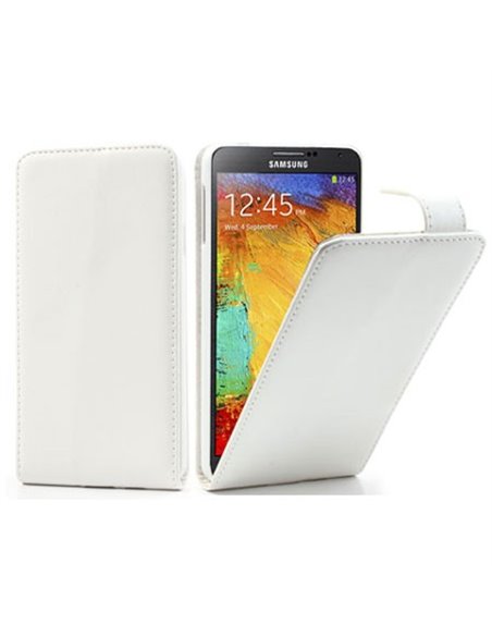 CUSTODIA FLIP VERTICALE PELLE per SAMSUNG GALAXY NOTE 3, N9000, N9002, N9005 COLORE BIANCO