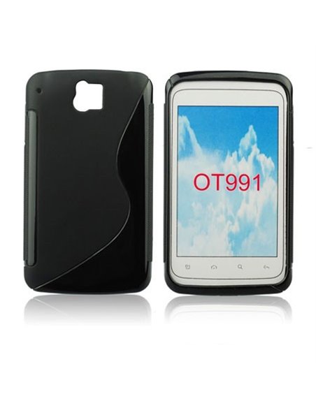 CUSTODIA GEL TPU SILICONE DOUBLE per ALCATEL ONE TOUCH 991, OT-991 COLORE NERO