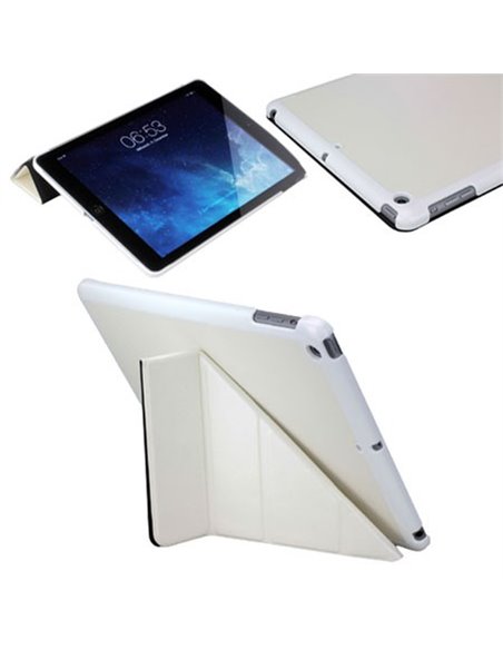 CUSTODIA COVER RIGIDA per APPLE IPAD AIR, IPAD 5 CON COPERTURA SLIM PIEGHEVOLE E STAND A Y COLORE BIANCO