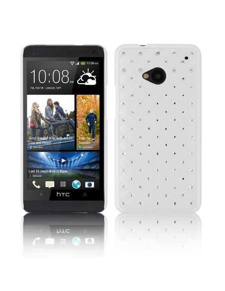 CUSTODIA BACK RIGIDA CON BRILLANTINI per HTC ONE, M7 COLORE BIANCO