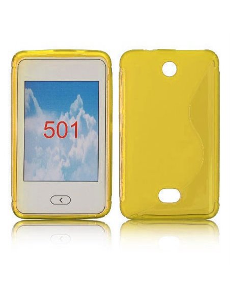 CUSTODIA GEL TPU SILICONE DOUBLE per NOKIA ASHA 501 COLORE GIALLO