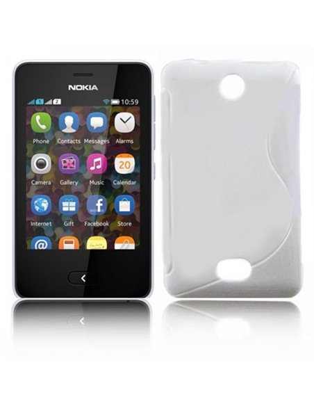 CUSTODIA GEL TPU SILICONE DOUBLE per NOKIA ASHA 501 COLORE BIANCO-TRASPARENTE