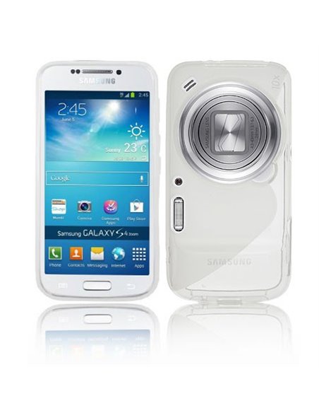 CUSTODIA GEL TPU SILICONE DOUBLE per SAMSUNG C1010 GALAXY S4 ZOOM, C101 COLORE BIANCO-TRASPARENTE