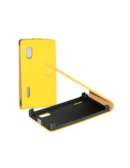 CUSTODIA FLIP VERTICALE SLIM PELLE per LG OPTIMUS L5, E610 COLORE GIALLO