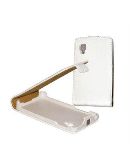 CUSTODIA FLIP VERTICALE SLIM PELLE per LG OPTIMUS L4 II, E440 COLORE BIANCO