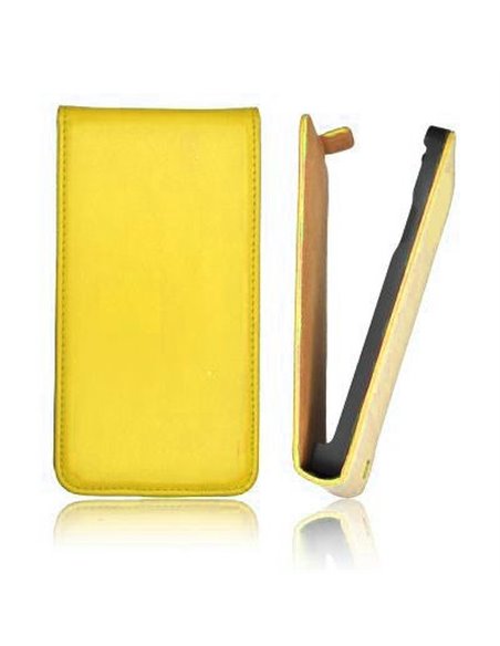 CUSTODIA FLIP VERTICALE SLIM PELLE per LG OPTIMUS L4 II, E440 COLORE GIALLO