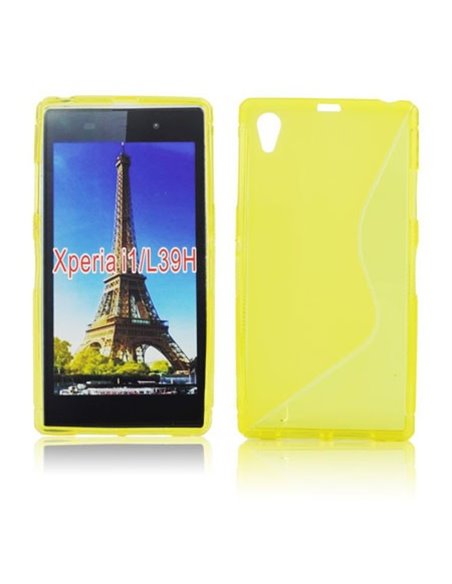 CUSTODIA GEL TPU SILICONE DOUBLE per SONY XPERIA Z1, L39H, C6902, C6903, C6906, C6943, HONAMI COLORE GIALLO